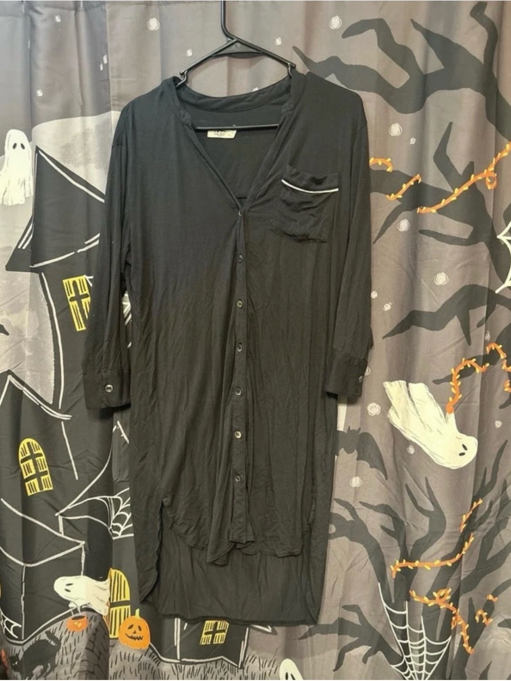 UGG Black Long-Sleeve Button-Front Shirt Dress